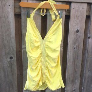 DKNY yellow sequin cotton halter top - size M/L